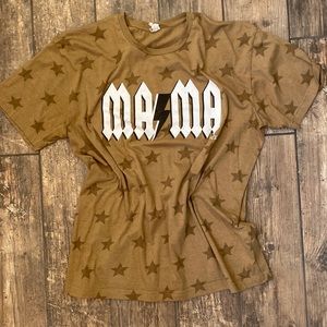 MAMA LIGHTNING BOLT & STARS GRAPHIC TEE TAN SIZE LG